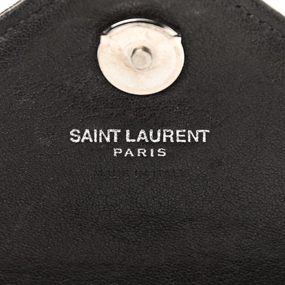 Saint Laurent Sheepskin Matelasse Chevron Monogram College Chain Wallet Coal 6 of 13