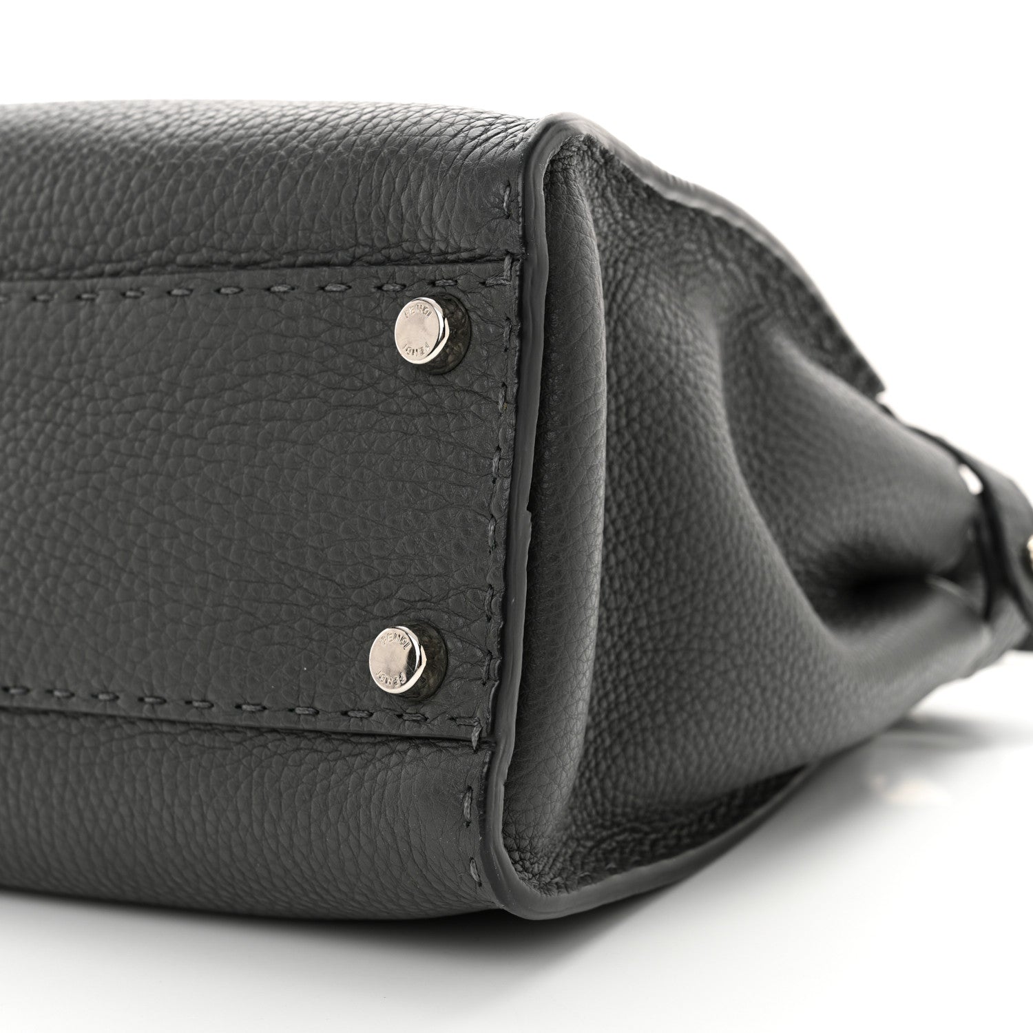 Fendi Cuoio Romano Selleria Bi-Color Medium Peekaboo Iconic Satchel Asfalto Latte 10 of 12