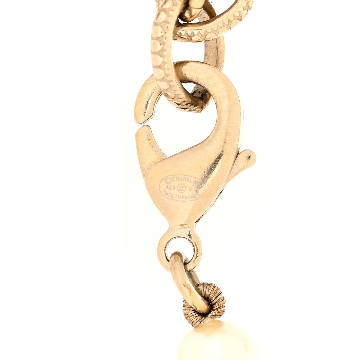 Graduated Pearl Crystal CC Bracelet Gold