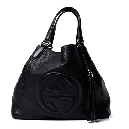 Gucci Pebbled Calfskin Medium Soho Shoulder Bag Black 1 of 5