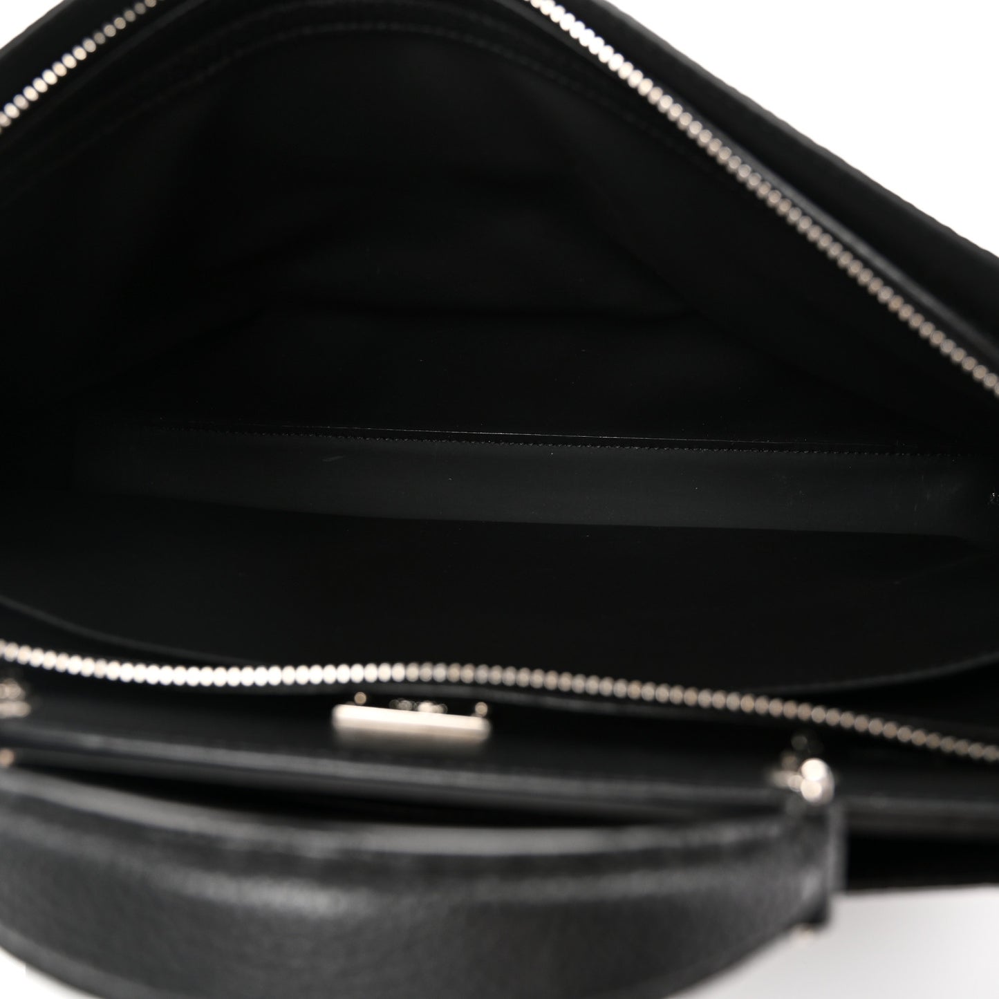Cuoio Romano Selleria Vitello Grace Glazed Fabric FF 1974 Large Peekaboo Iconic Essential Satchel Black