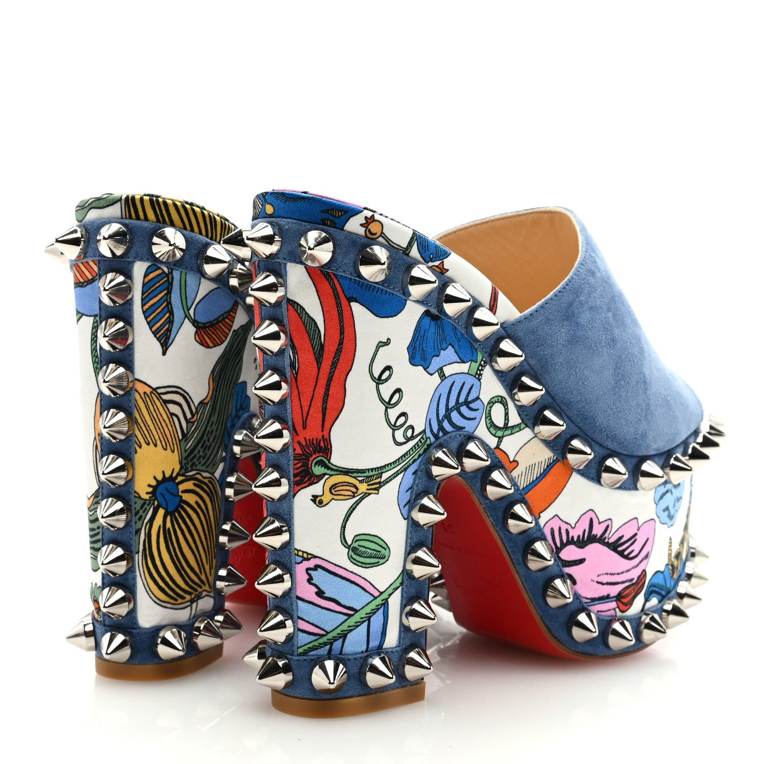 Christian Louboutin Crepe Satin Botanique Massivactic 160 Platform Sandals 36 Jeans Bianco Multicolor 4 of 7