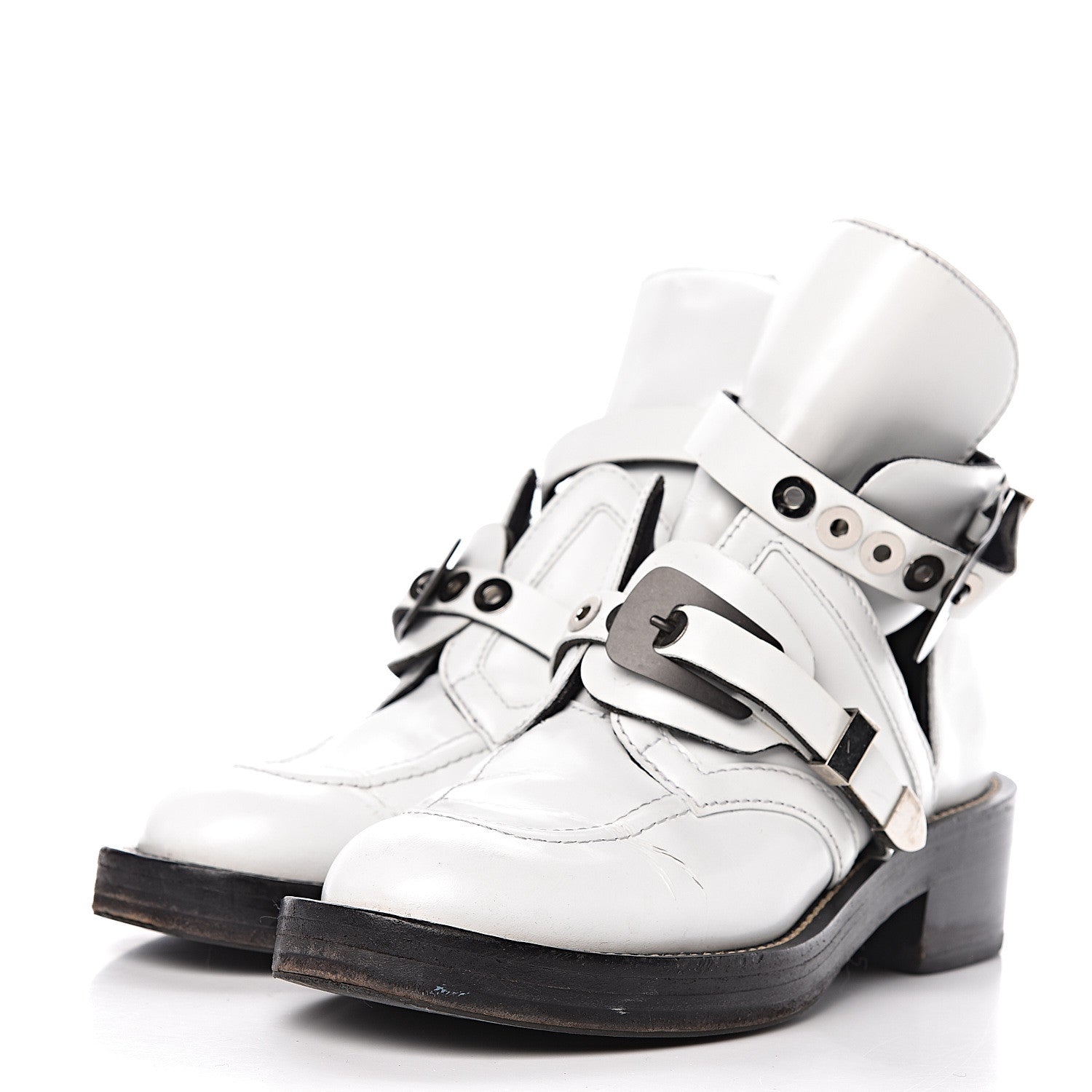 Balenciaga Brushed Calfskin Ceinture Ankle Boots 39 White 3 of 21
