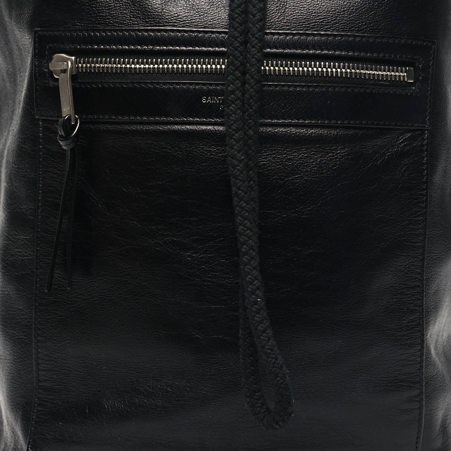 Smooth Calfskin City Sailor Drawstring Backpack Black