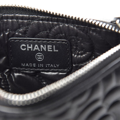 Chanel Goatskin Camellia Embossed Cosmetic Pouch Black 6 of 7