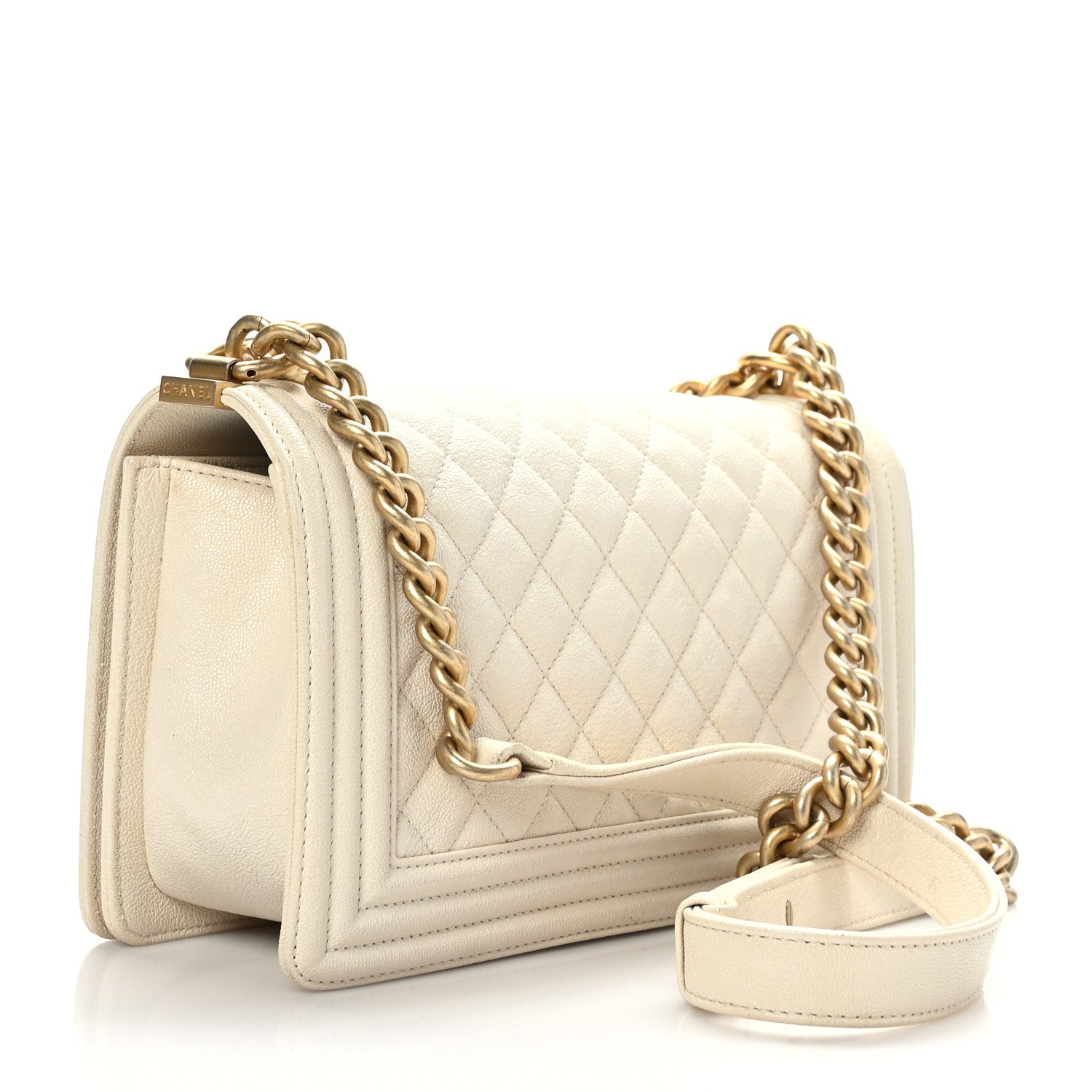 Chanel Caviar Quilted Medium Boy Flap White 3 of 9