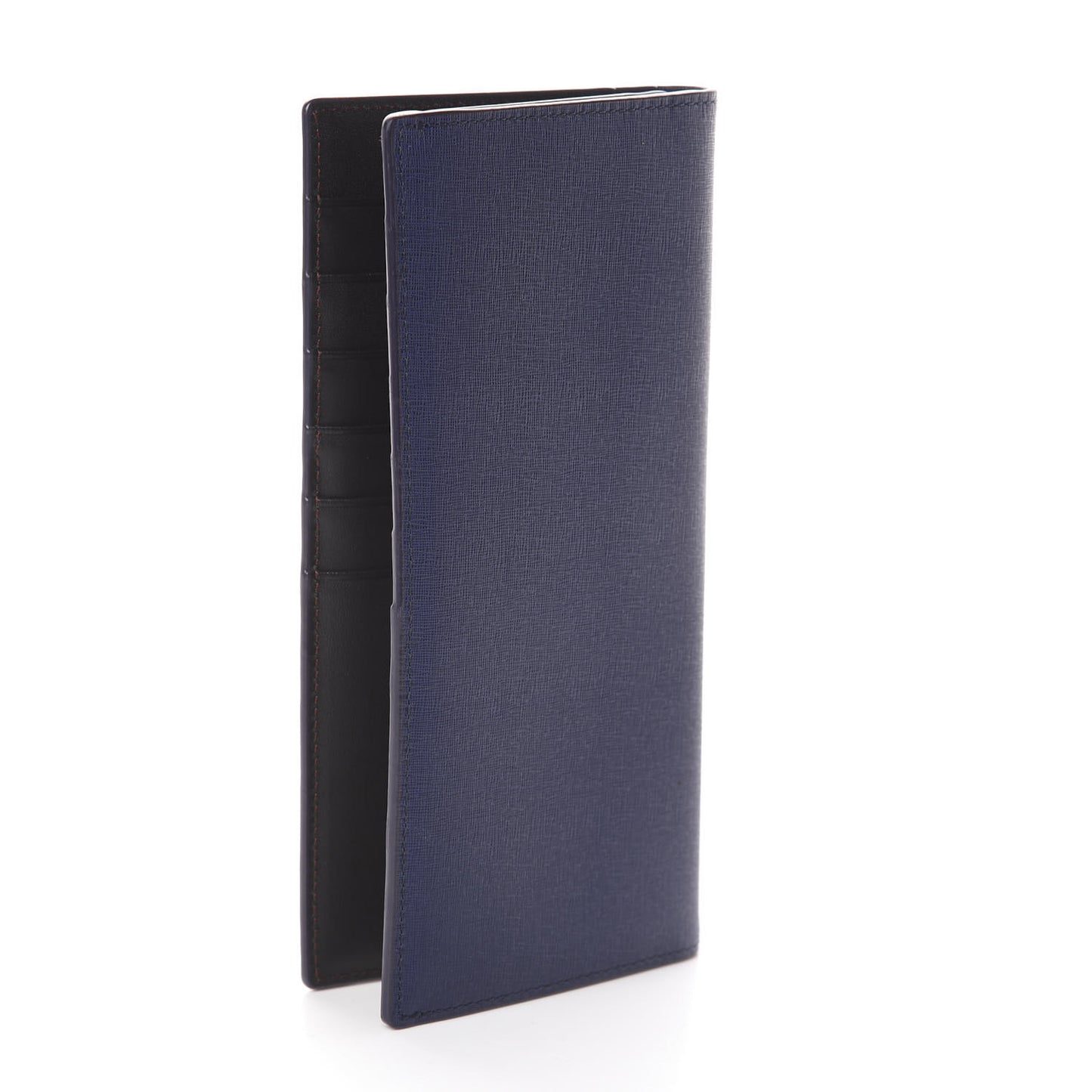 Calfskin Bifold Long Wallet Pistol Blue