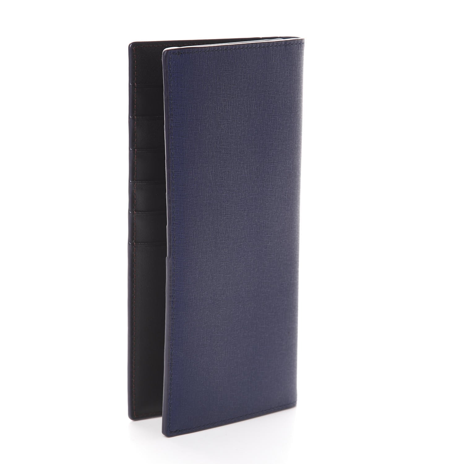 MCM Calfskin Bifold Long Wallet Pistol Blue 2 of 5