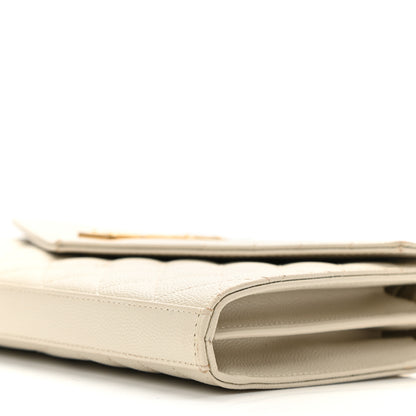 Saint Laurent Grain De Poudre Mixed Matelasse Triquilt Monogram Chain Wallet Blanc Vintage 8 of 9