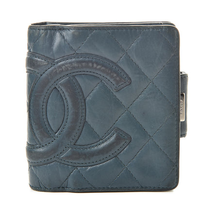 Chanel Aged Calfskin Cambon Compact Wallet Blue 1 of 17