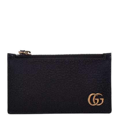 Gucci Calfskin Boar Effect GG Marmont Coin Case Card Holder Black 1 of 7