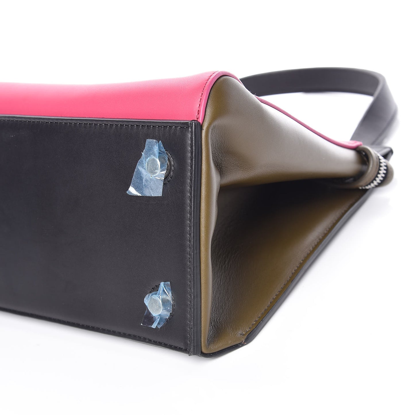 Smooth Calfskin Small Tri-Color Edge Shoulder Bag Fushia