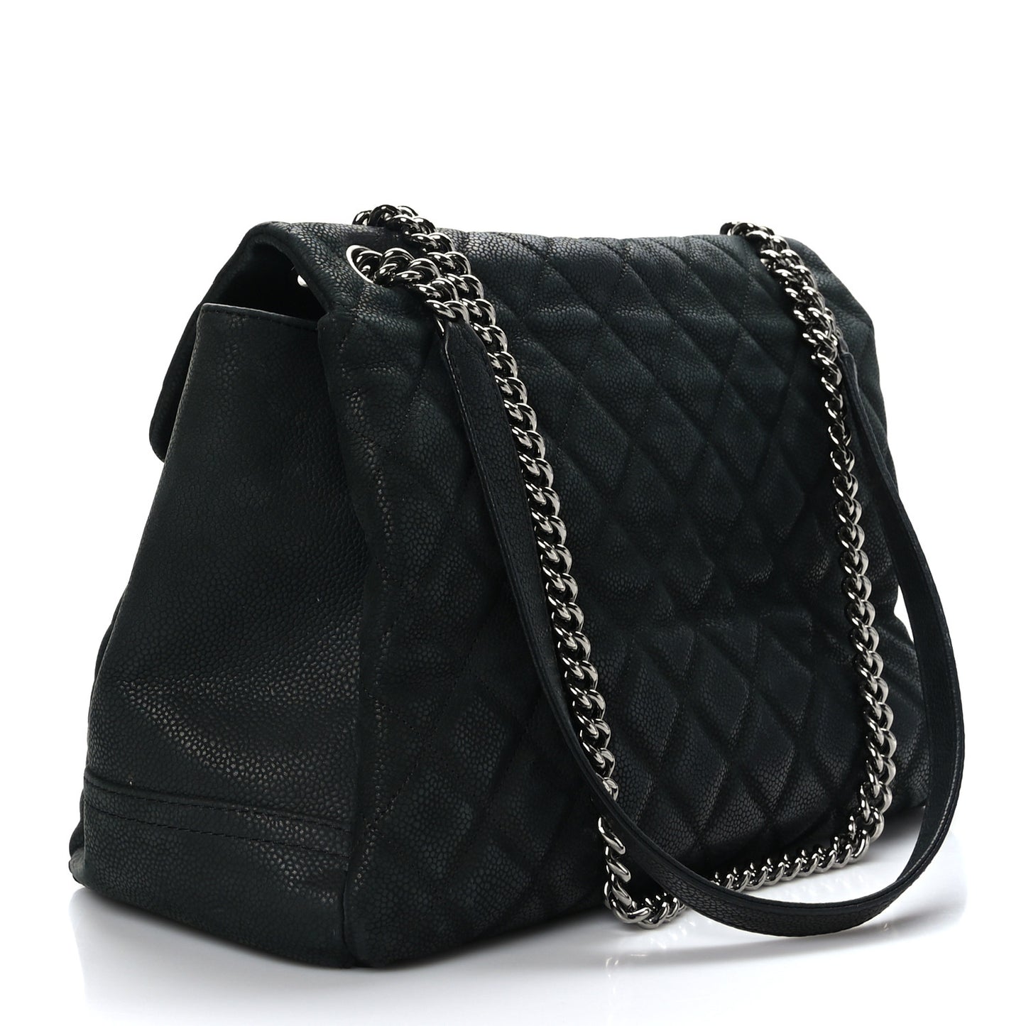 Iridescent Caviar Medium Lady Pearly Flap Black