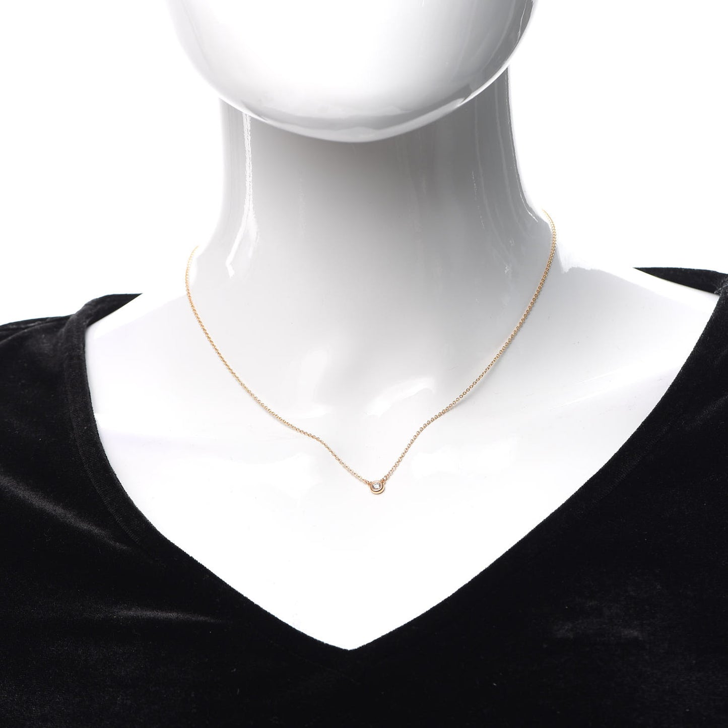 18K Rose Gold Diamond .07ct Elsa Peretti Diamonds by the Yard Pendant Necklace