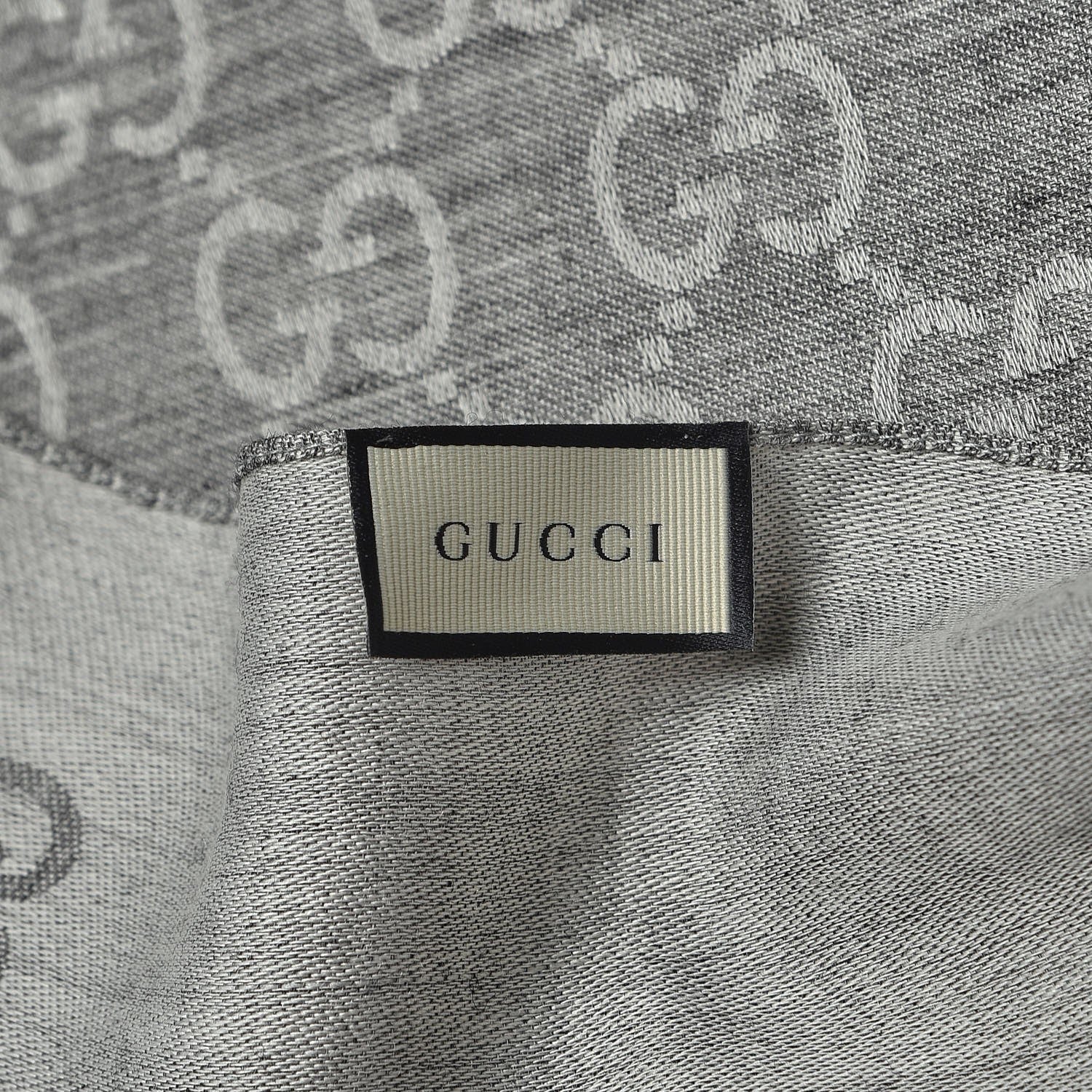 Gucci Wool Silk GG Monogram GGNat Scarf Lead 4 of 5