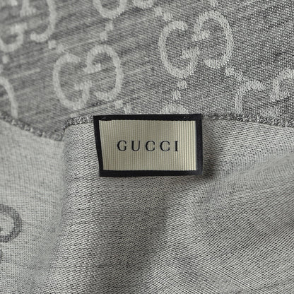 Gucci Wool Silk GG Monogram GGNat Scarf Lead 4 of 5