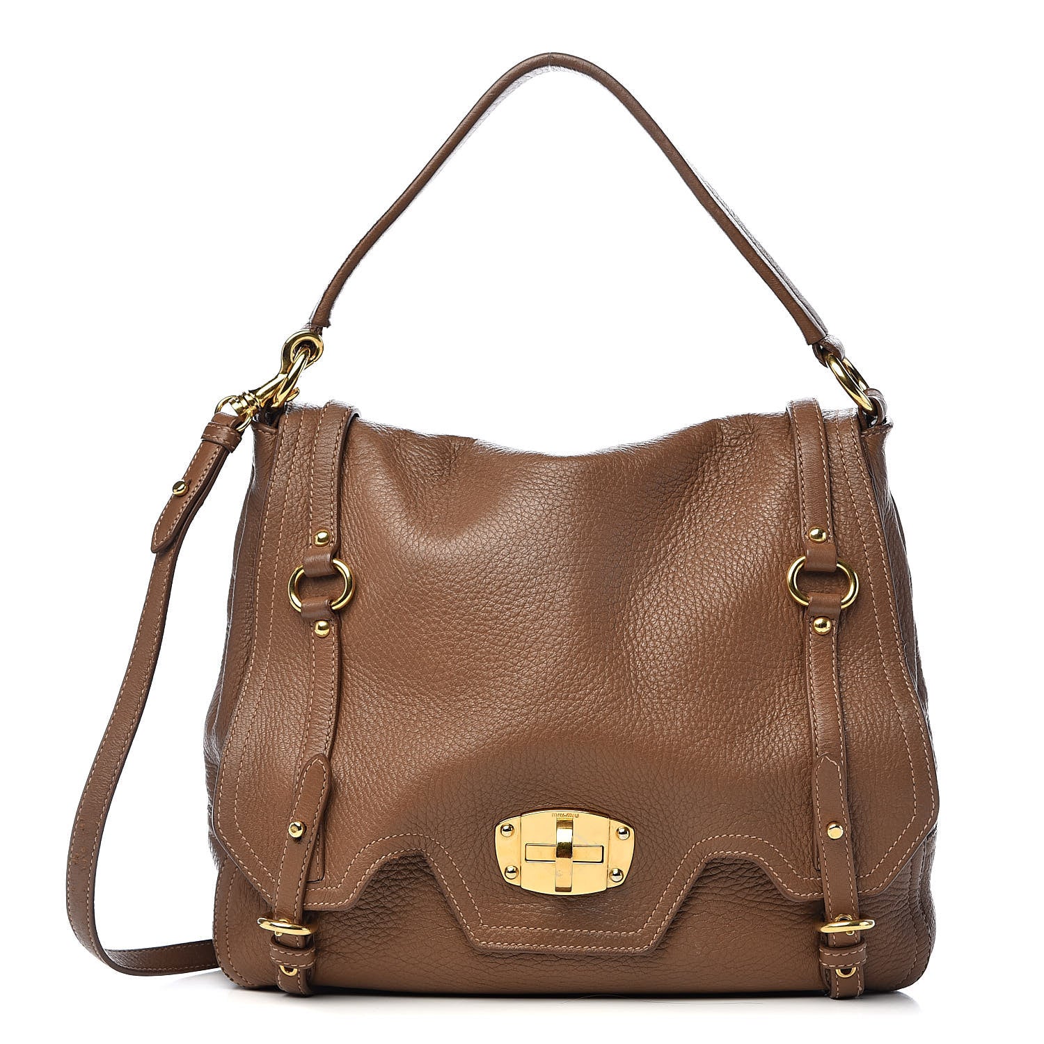 Miu Miu Cervo East-West Flap Satchel Cammello 1 of 16