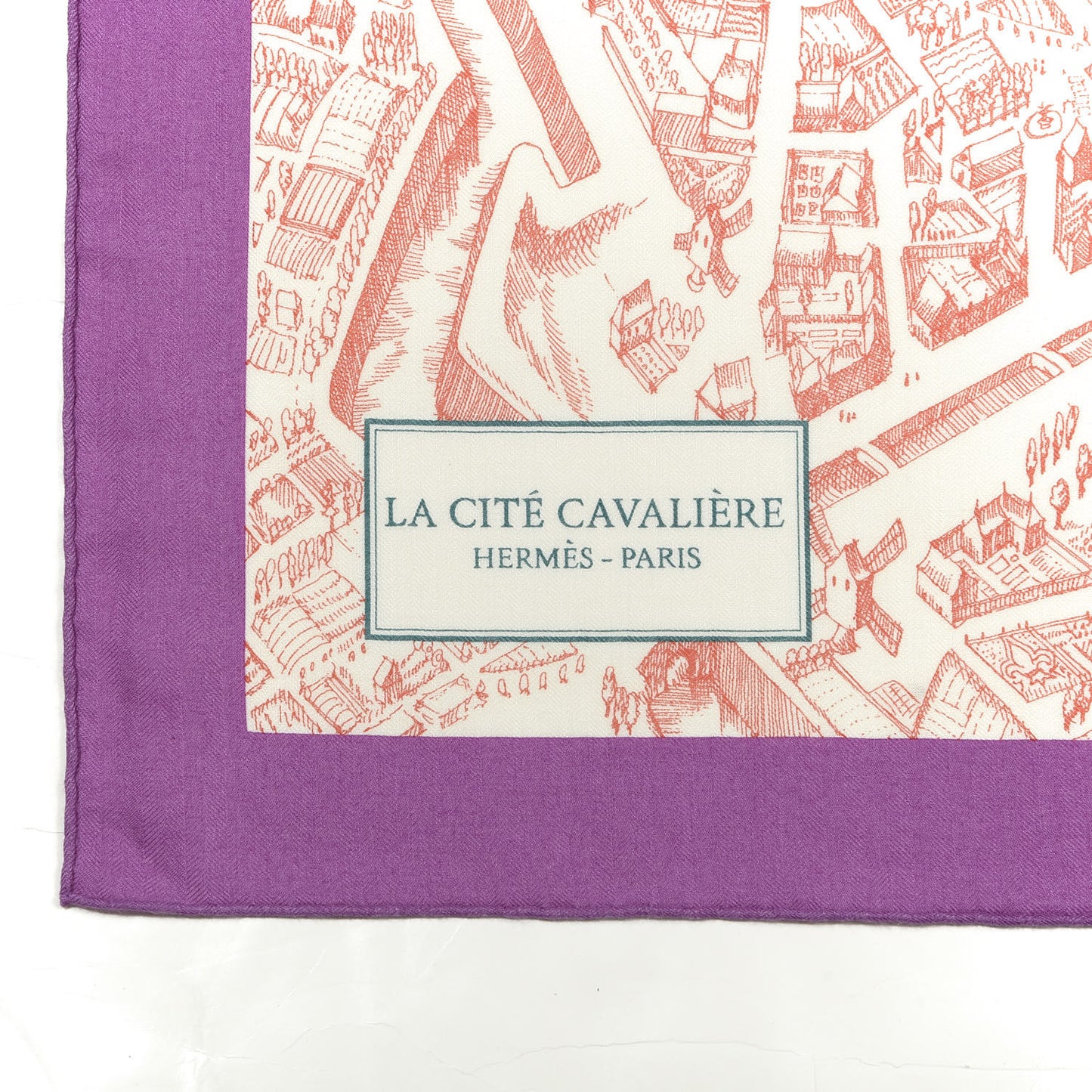 Cashmere Silk La Cite Cavaliere Shawl 140 Mauve Petrole Coral