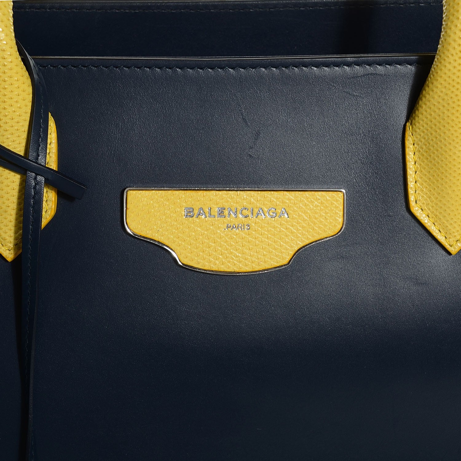 Balenciaga Smooth Calfskin Karung Padlock Nude Work S Tote Bleu Outremer Jaune Citrus 3 of 9