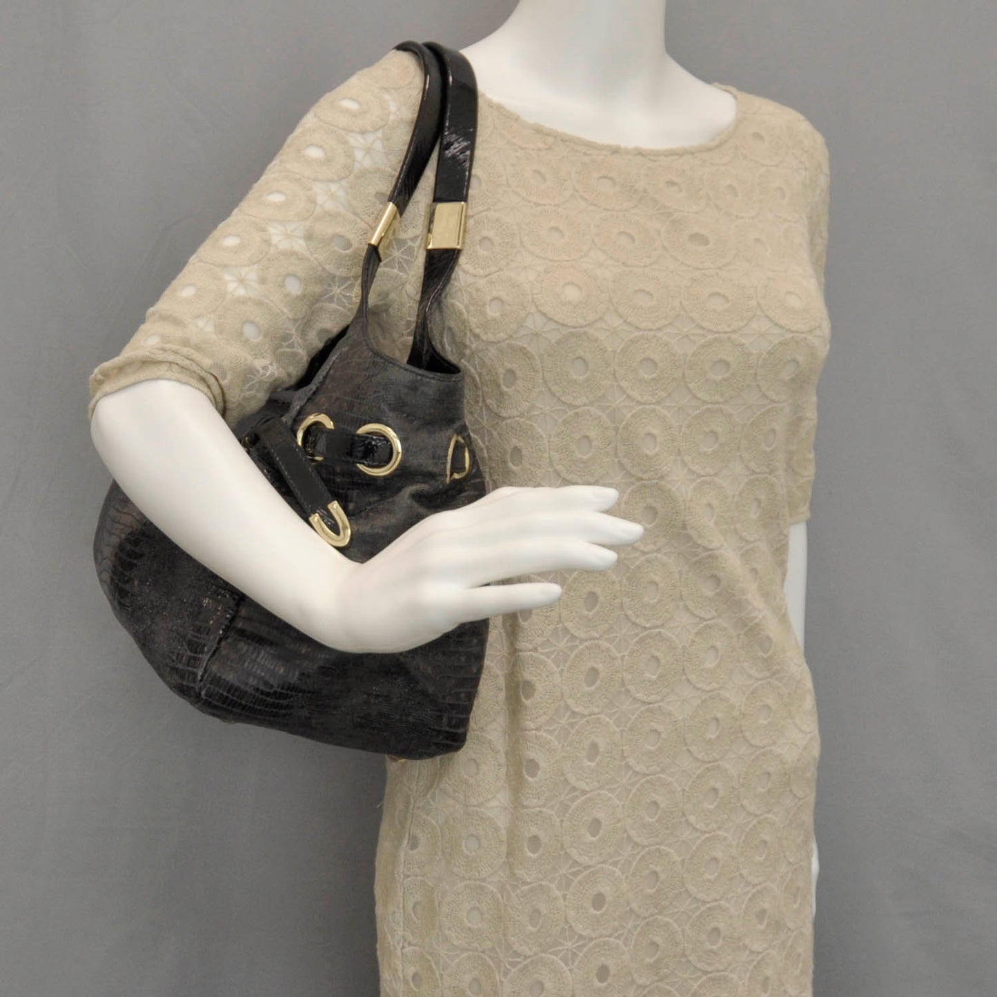 Lizard Embossed Patent Radiant Hobo