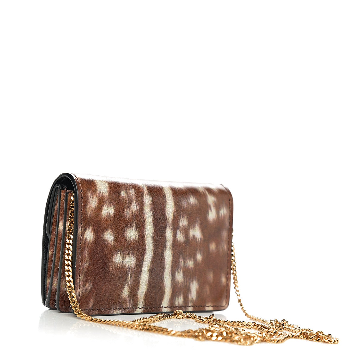 Burberry Calfskin Deer Printed Jessie Chain Card Case Malt Brown 2 of 10