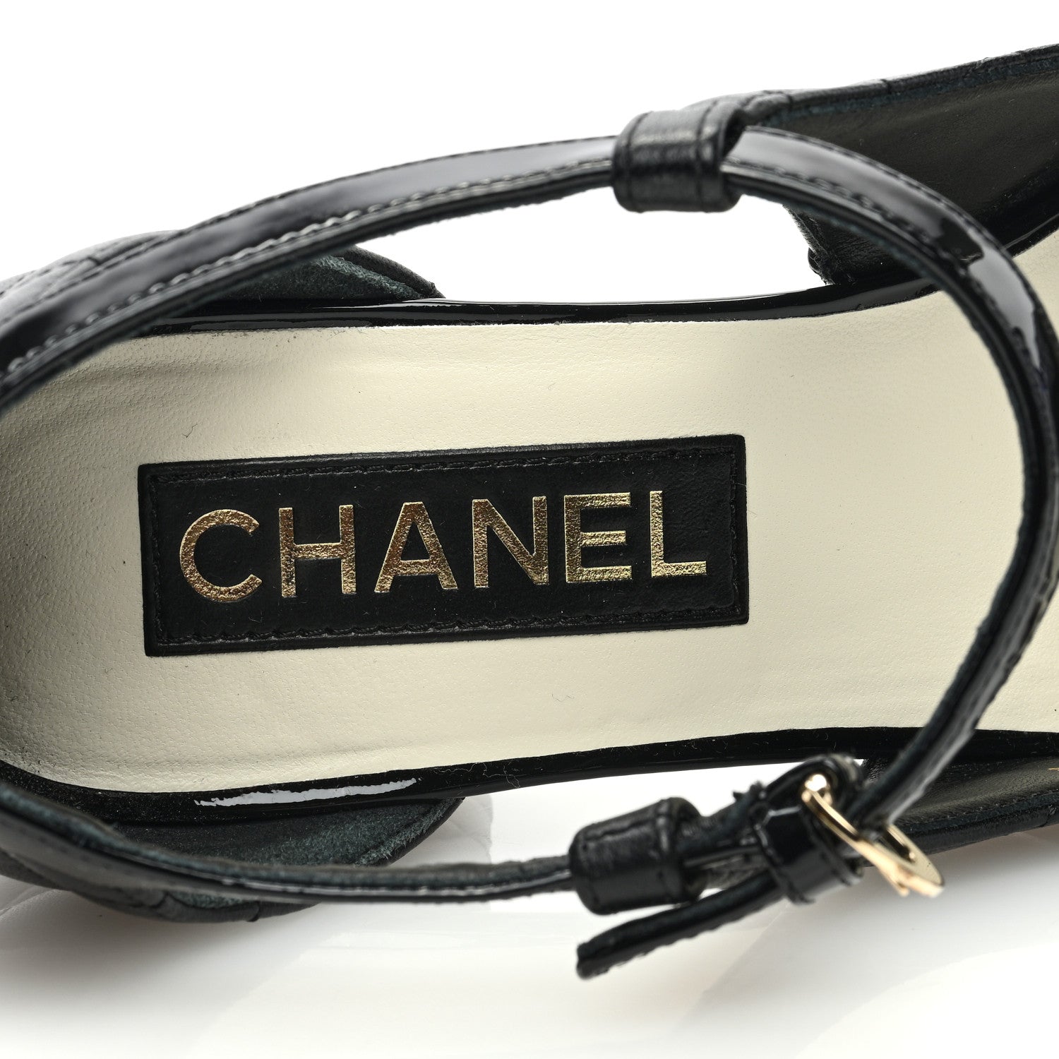 Chanel Lambskin Patent Quilted Cap Toe Mary Jane Flats 38.5 Black 7 of 10