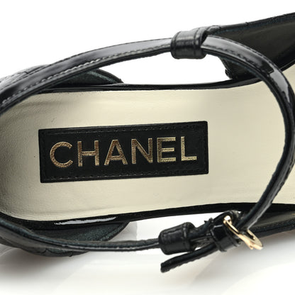 Chanel Lambskin Patent Quilted Cap Toe Mary Jane Flats 38.5 Black 7 of 10