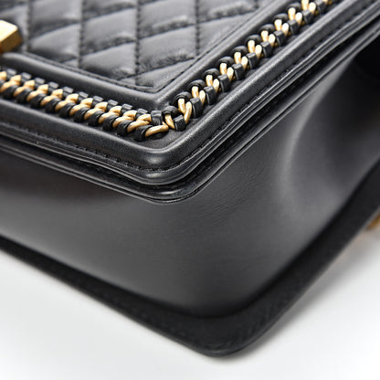 Chanel Calfskin Quilted Medium Boy Top Handle Flap Black 10 of 15