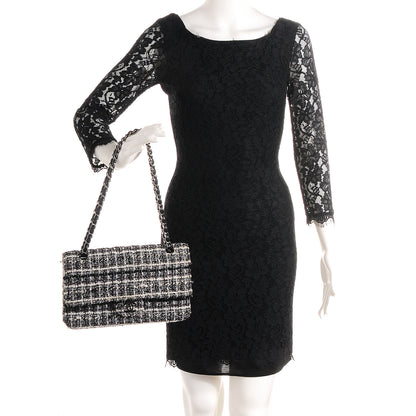 Chanel Tweed Medium Double Flap Black White 2 of 7