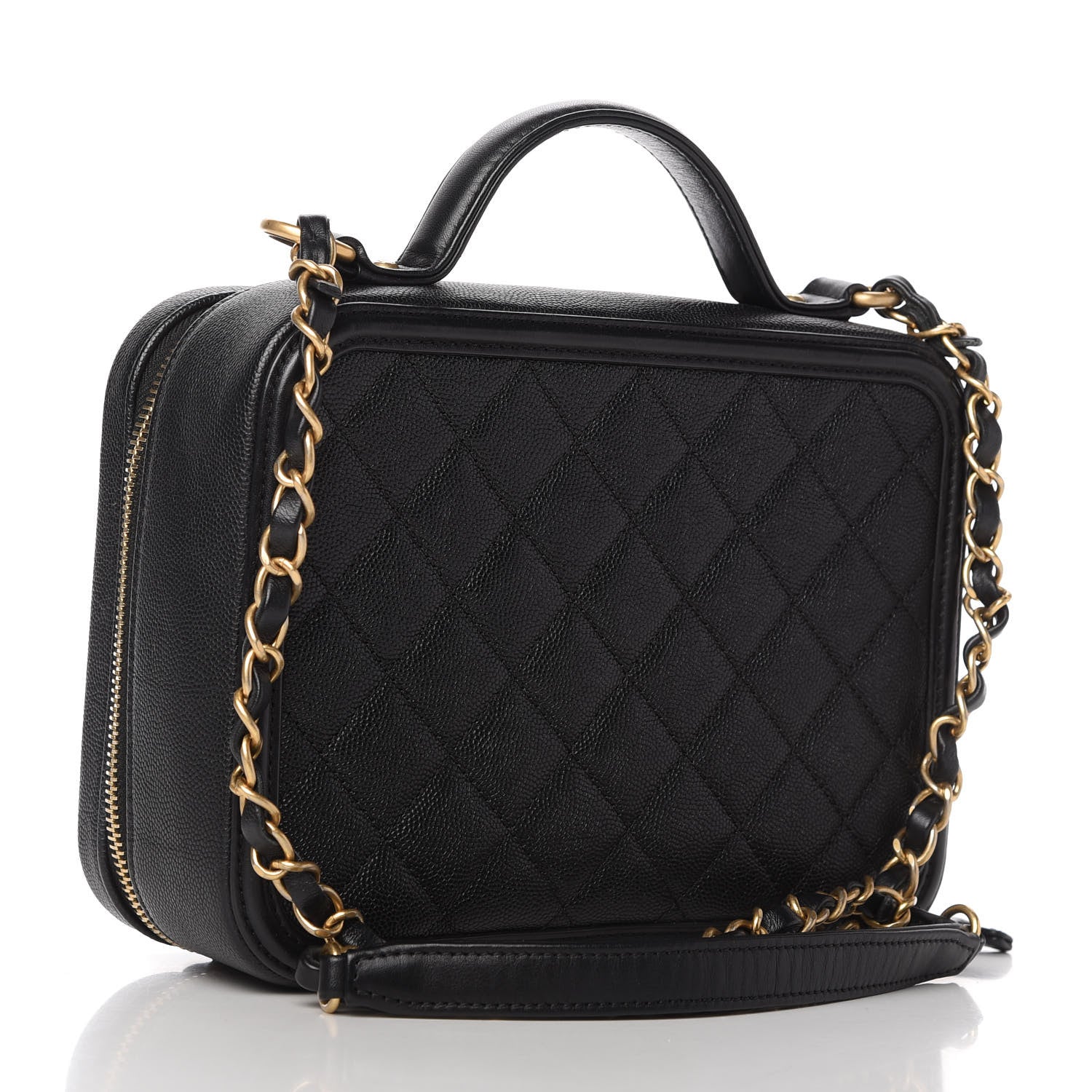 Chanel Caviar Quilted Medium CC Filigree Vanity Case Black 3 of 10