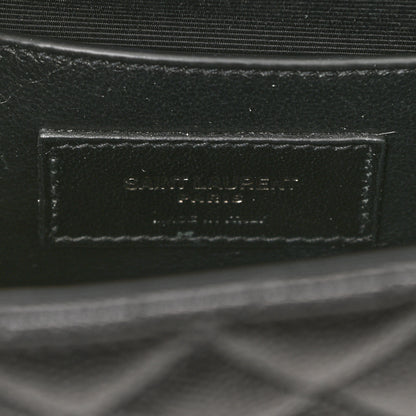 Saint Laurent Grain De Poudre Textured Mixed Matelasse Triquilt Small Monogram Satchel Black 7 of 8