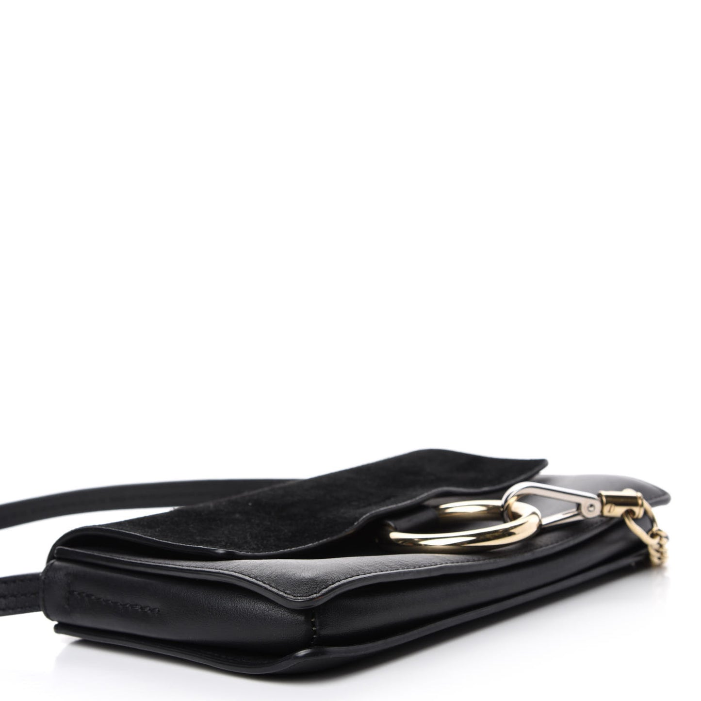 Suede Calfskin Small Faye Shoulder Bag Black