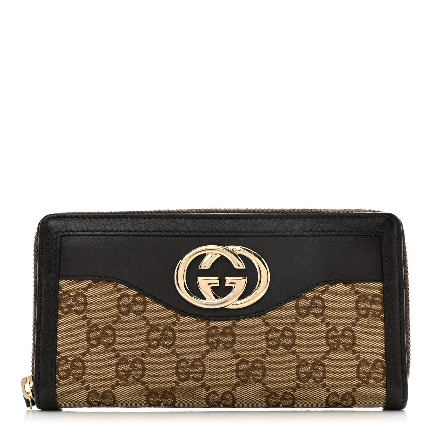 Gucci Monogram Margaux Calfskin Sukey Zip Around Wallet Beige Ebony Cocoa 1 of 8