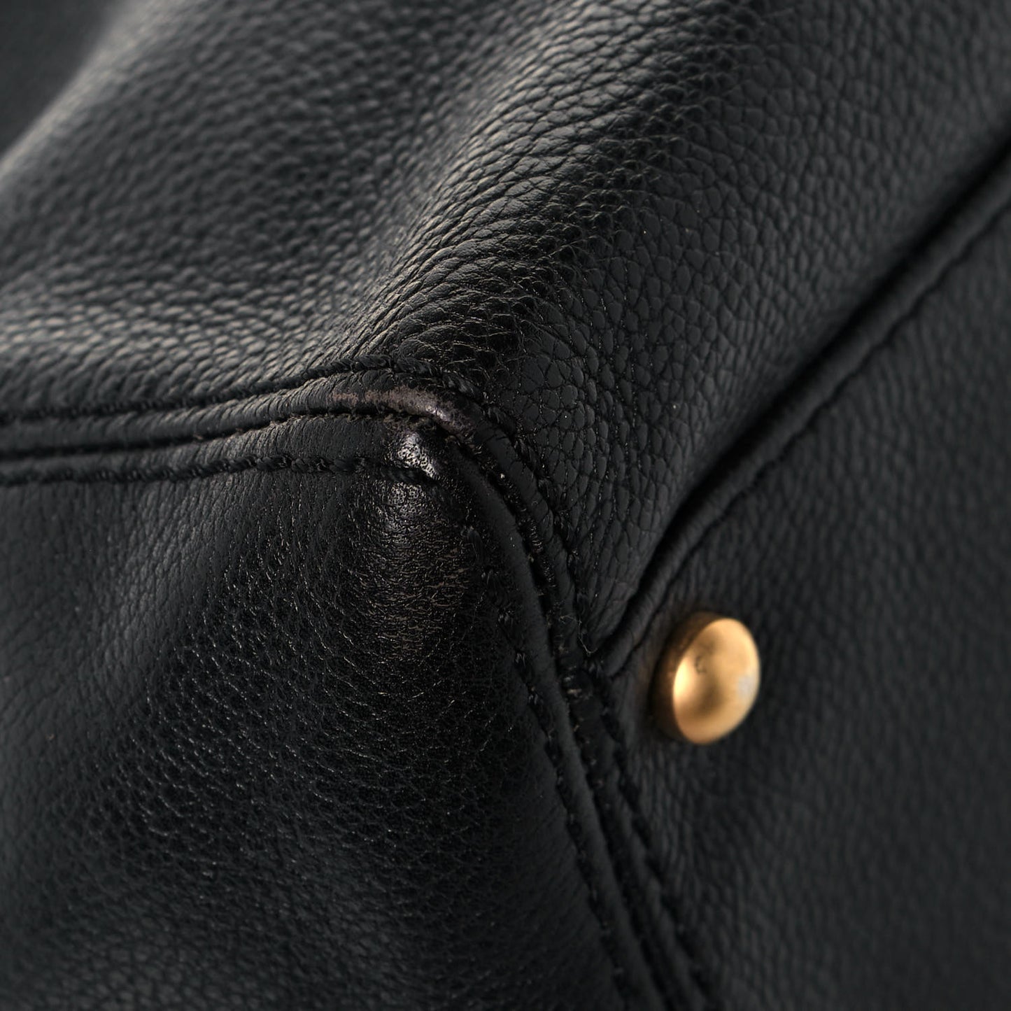 Grained Calfskin CC Shoulder Bag Black