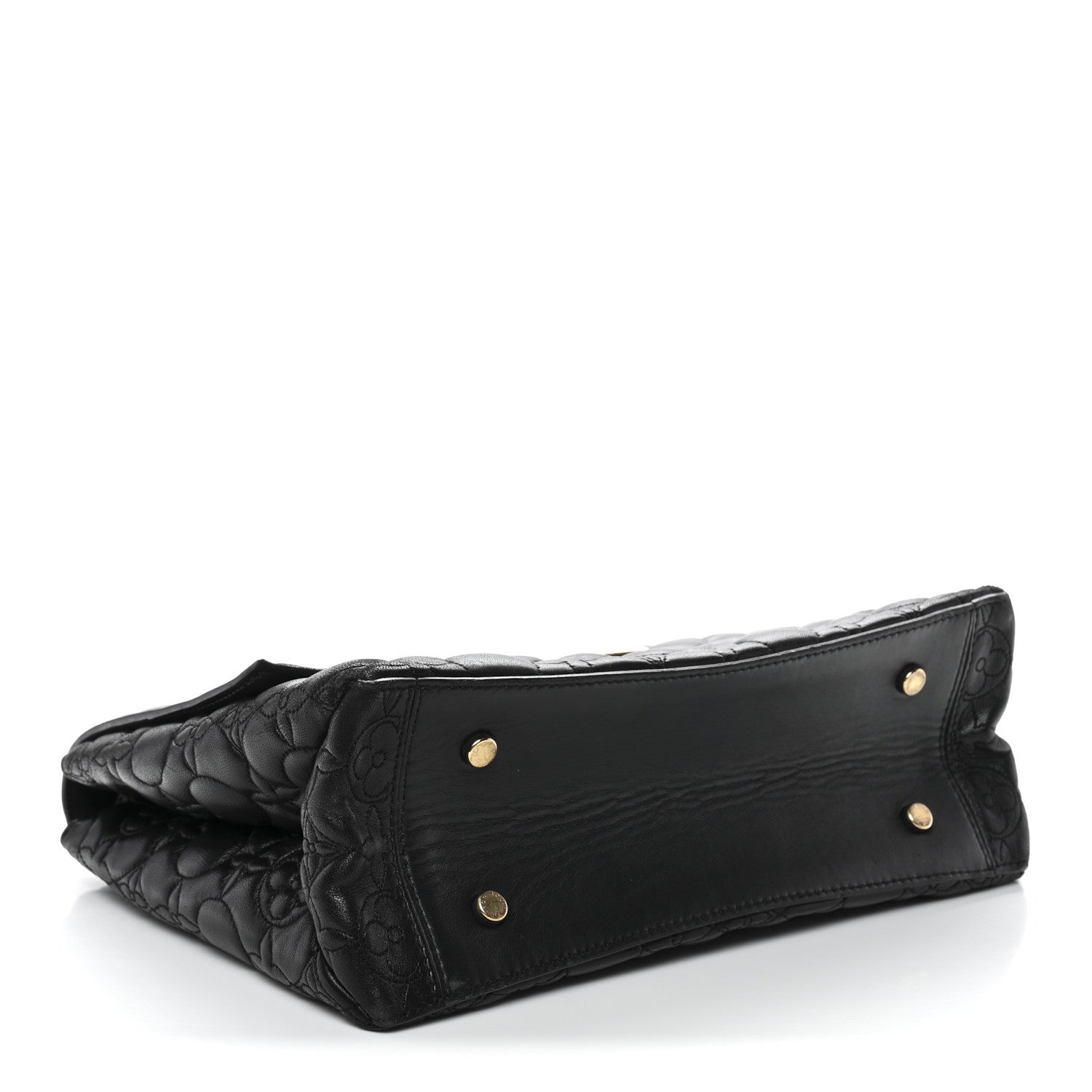 Louis Vuitton Lambskin Flower Quilted Twist Shoulder Bag GM Black 3 of 12