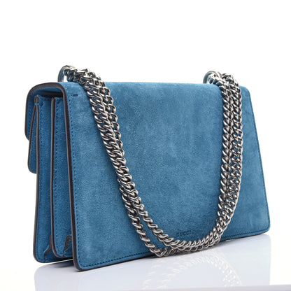 Gucci Suede Floral Embroidered Small Dionysus Shoulder Bag Blue 3 of 10