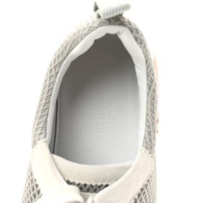Hermes Air Mesh Suede Goatskin Bouncing Sneakers 39 Gris Lulea White 7 of 12