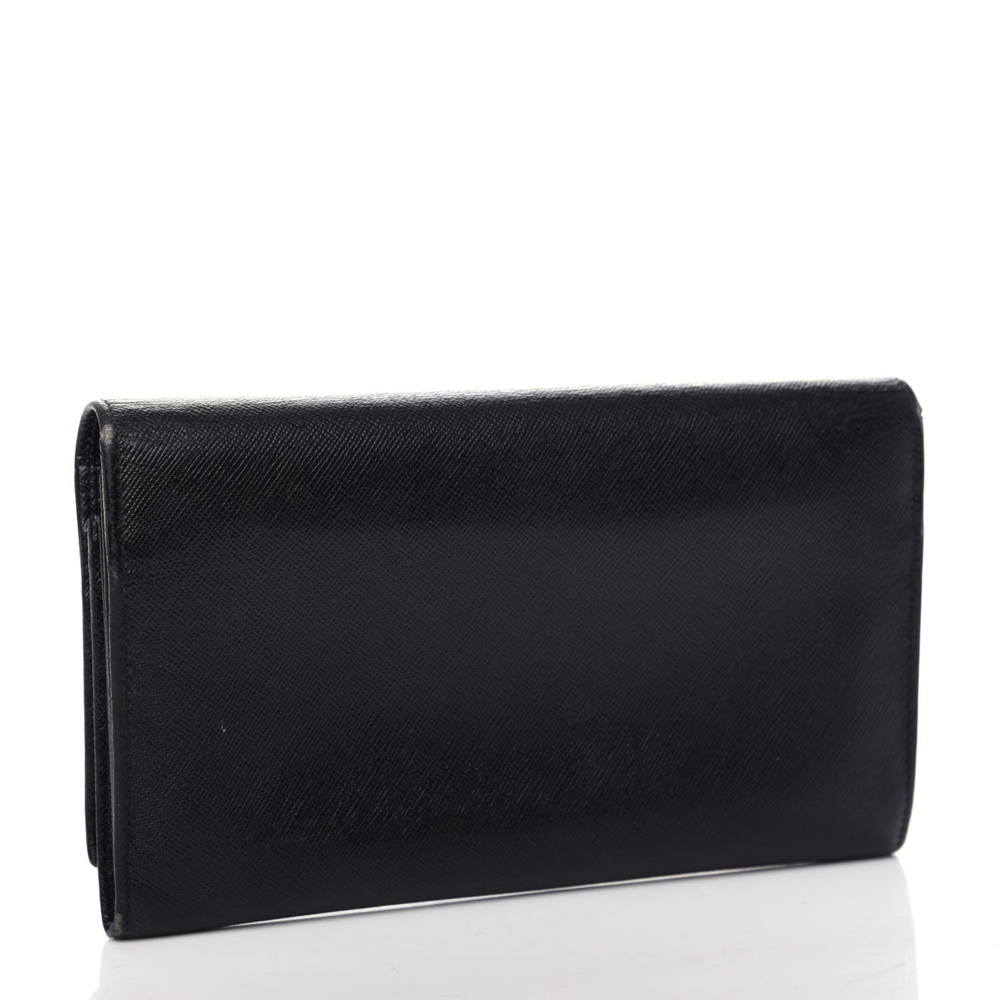 Saffiano Triangle Continental Flap Wallet Black