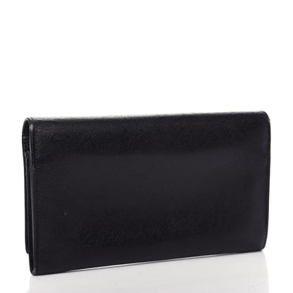 Prada Saffiano Triangle Continental Flap Wallet Black 3 of 10