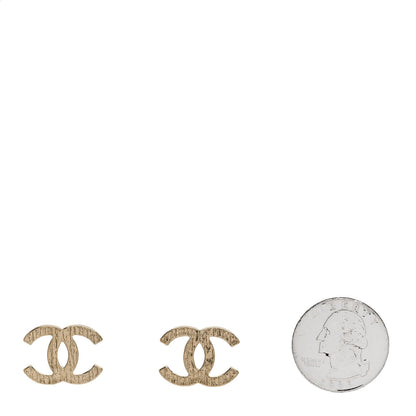 Chanel Metal Textured CC Earrings Gold 2 of 5