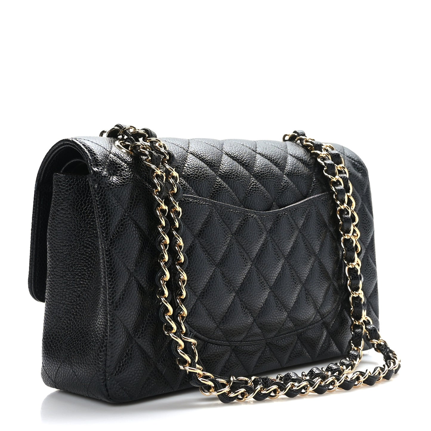 Caviar Quilted Medium Double Flap Black