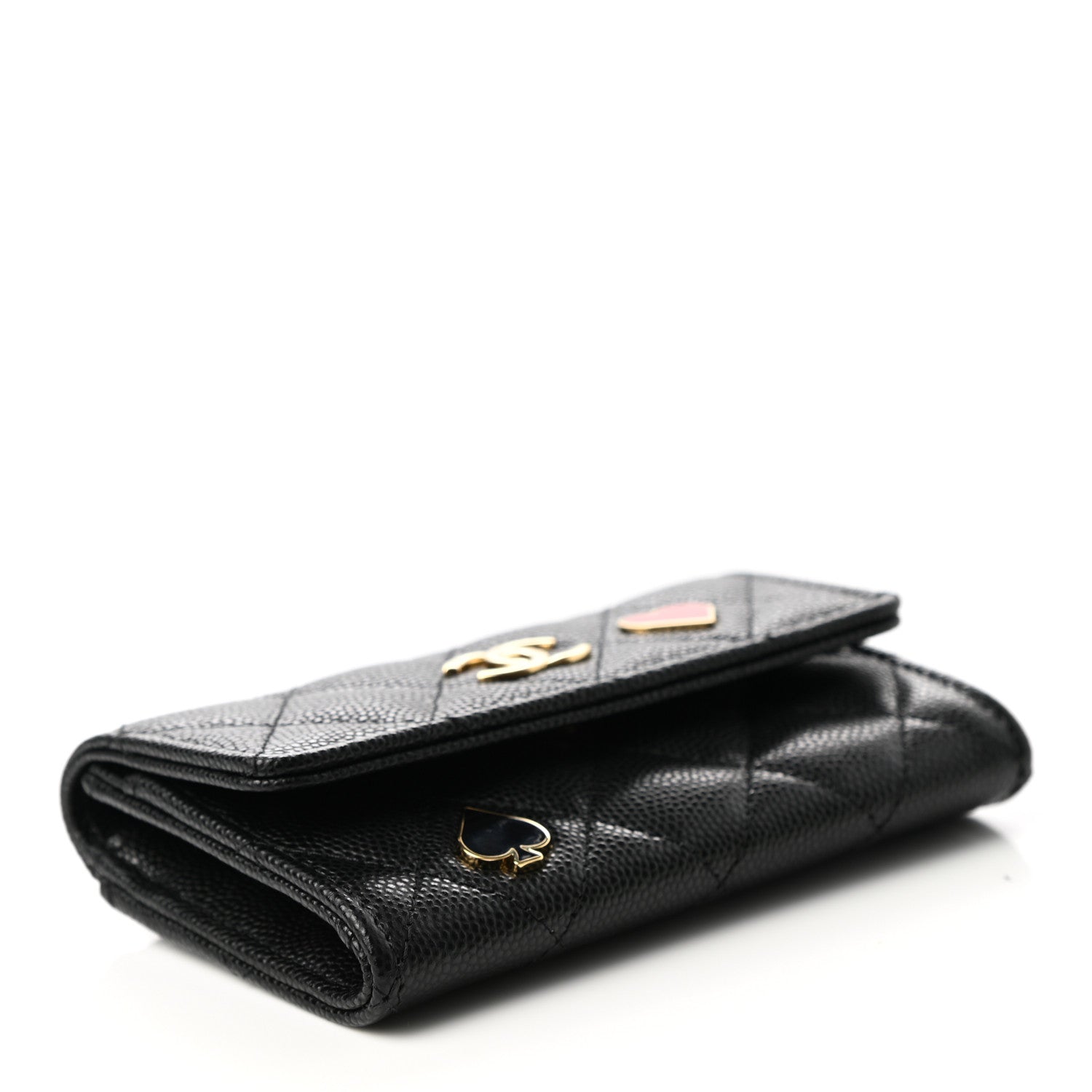 Chanel Caviar Quilted Enamel Coco Casino Flap Card Holder Wallet Black 4 of 9