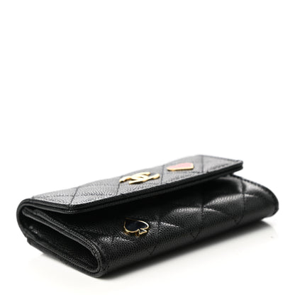 Chanel Caviar Quilted Enamel Coco Casino Flap Card Holder Wallet Black 4 of 9
