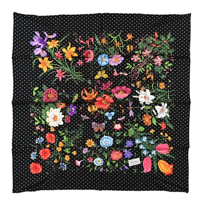 Gucci Silk Twill Flora Stars Square Scarf Black 1 of 3