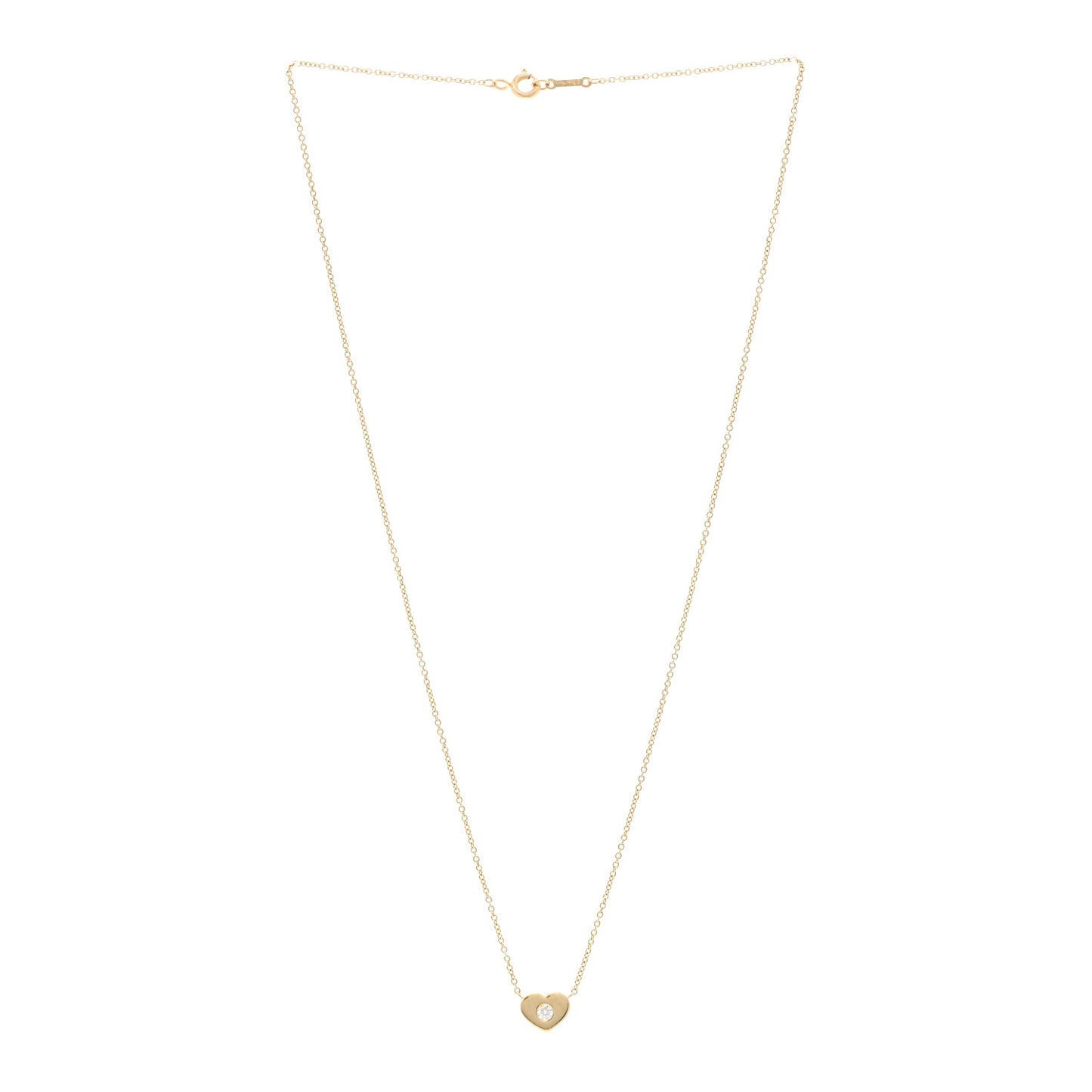 18K Yellow Gold Diamond Paloma Picasso Modern Heart Pendant Necklace