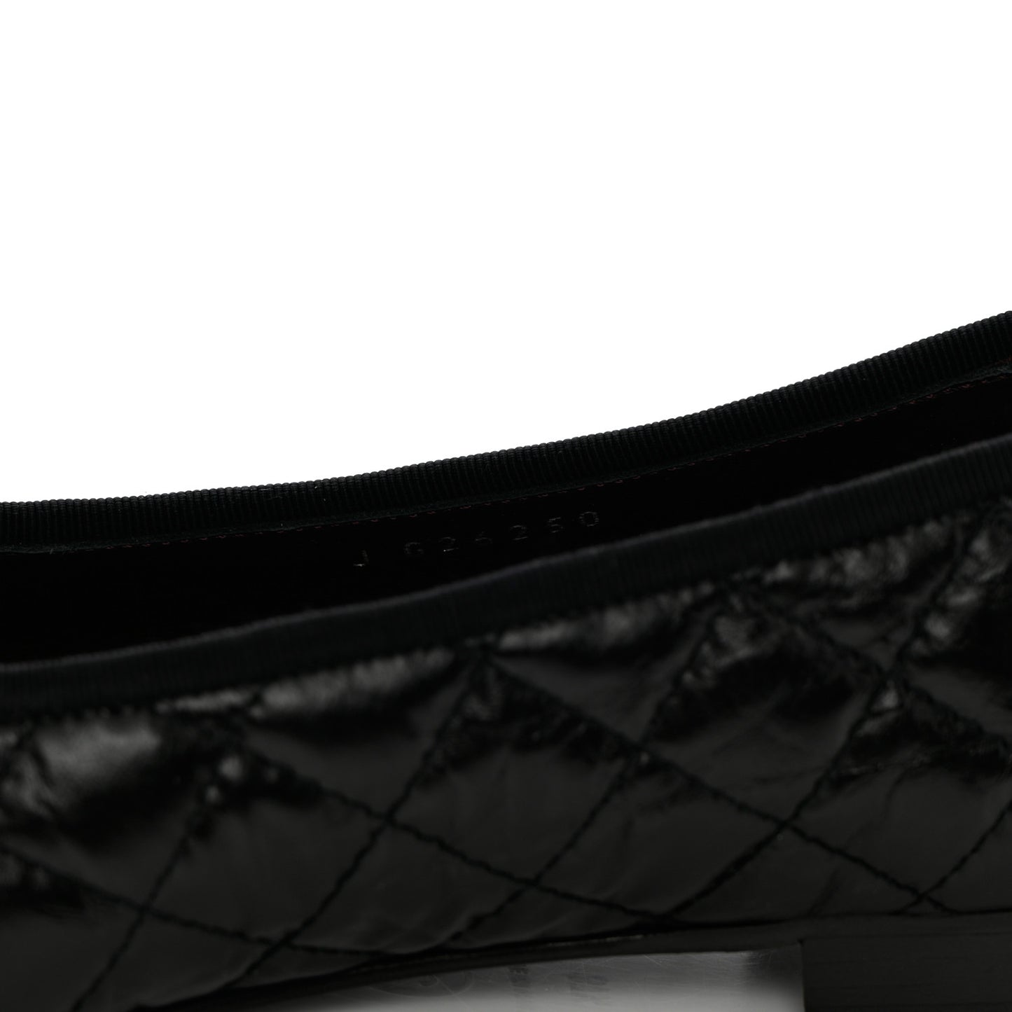 Aged Calfskin Quilted CC Cap Toe Ballerina Flats 37.5 Black