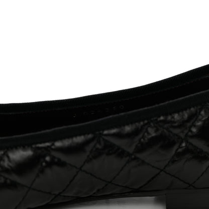 Chanel Aged Calfskin Quilted CC Cap Toe Ballerina Flats 37.5 Black 6 of 11