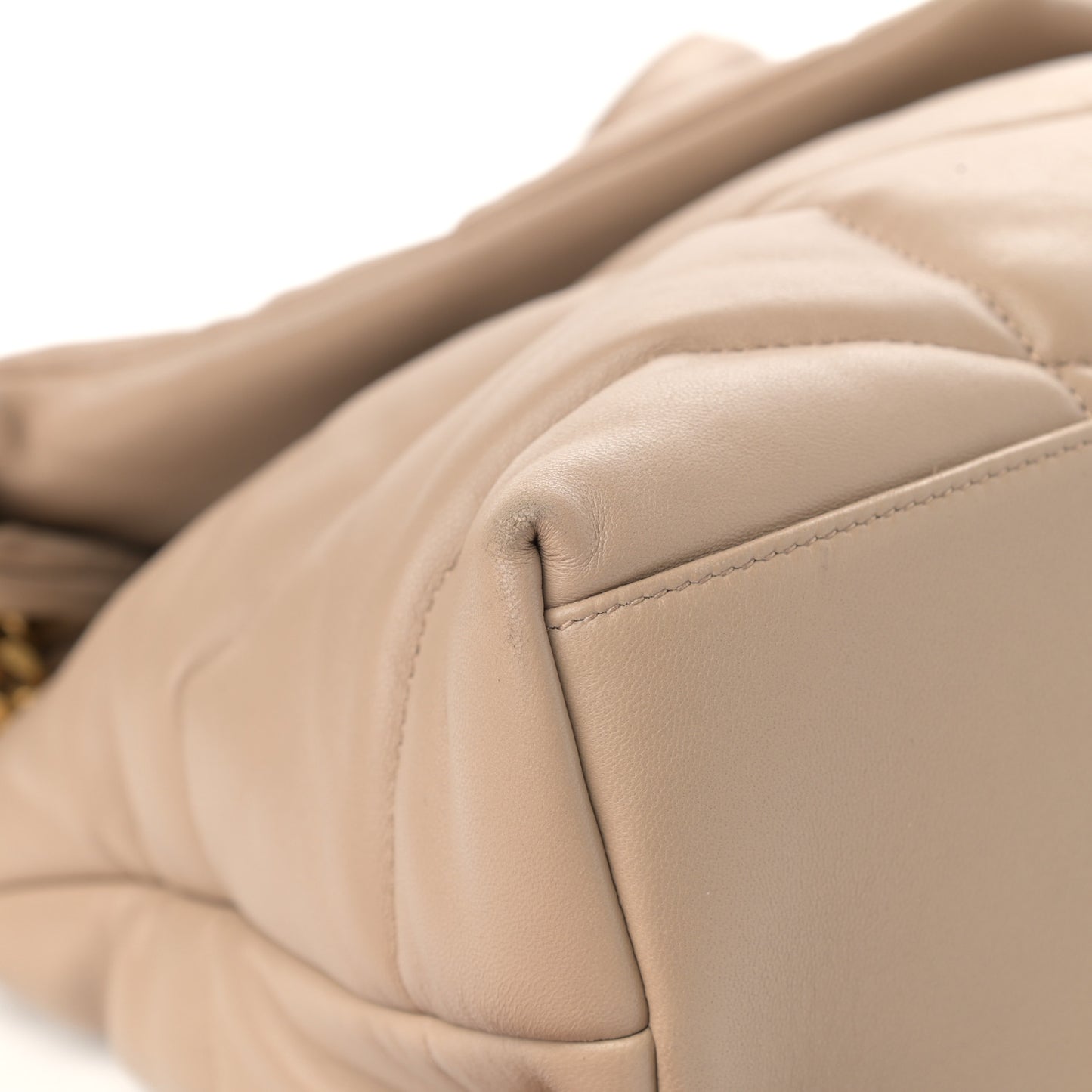 Lambskin Quilted Medium Loulou Puffer Monogram Chain Satchel Dark Beige