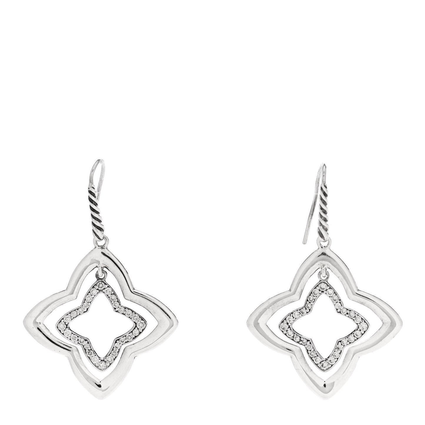 Sterling Silver Diamond Quatrefoil Earrings