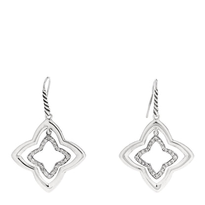 David Yurman Sterling Silver Diamond Quatrefoil Earrings 2 of 4